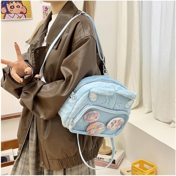 Cute Cat Kawaii Plush Backpack Large Capacity Stylish Travel Purse - Picture 3 of 8